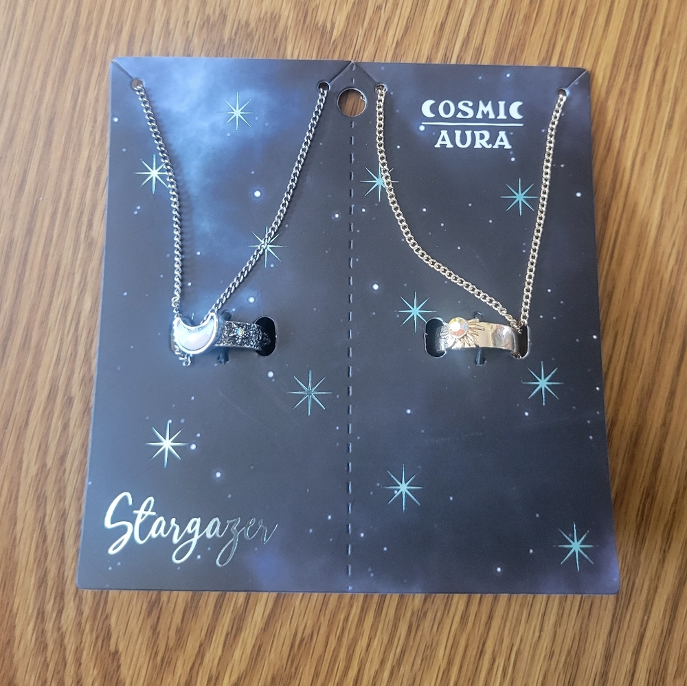4/$10 Celestial Rings Best Friends Set Necklaces Moon Sun NEW Hot Topic Cosmic